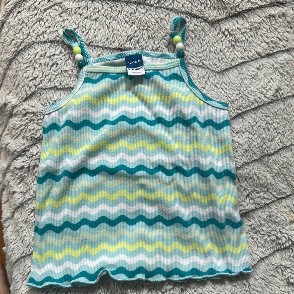 Old Navy Blue and Yellow Camisole with Wave Pattern